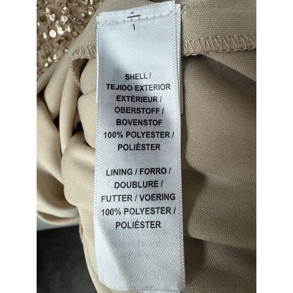 ADRIANNA PAPELL Sequin SHEATH ROSE GOLD FLUTTER SLEEVES COCKTAIL DRESS Size 14 - Picture 5 of 9